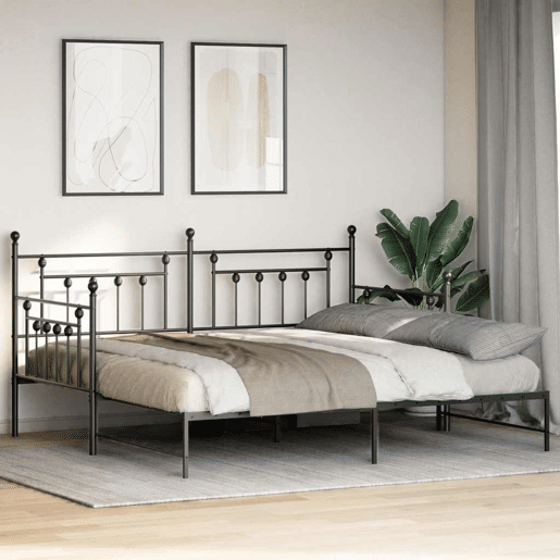 Estrutura de sofá-cama individual moderno - Preto 90 x 190 cm Aço