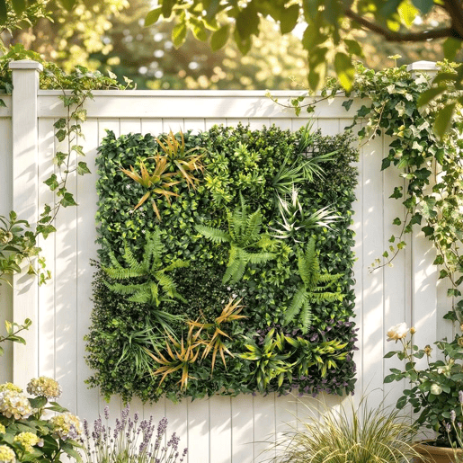 Outsunny Sebe Artificial para Ocultação de Jardim em Rolo 1x1 m Vedação de Privacidade de Hera Artificial Fácil Montagem para Terraço ou Varanda Exterior com Folhagem Verde