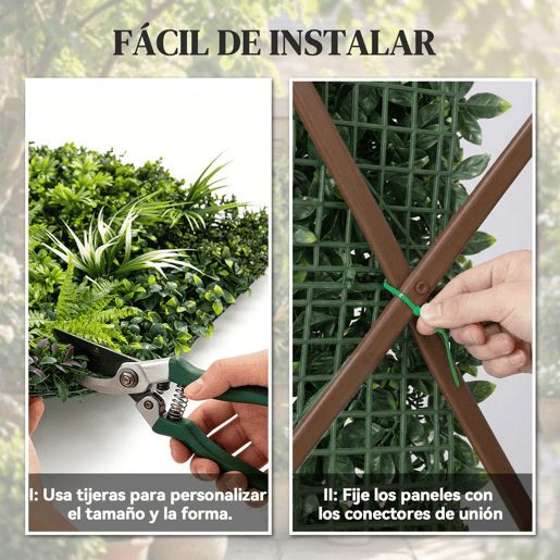 Outsunny Sebe Artificial para Ocultação de Jardim em Rolo 1x1 m Vedação de Privacidade de Hera Artificial Fácil Montagem para Terraço ou Varanda Exterior com Folhagem Verde