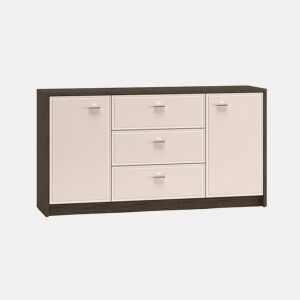 Kaius Cashmere e madeira escura Aparador de 2 portas e 3 gavetas