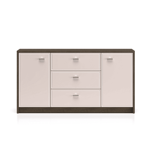 Kaius Cashmere e madeira escura Aparador de 2 portas e 3 gavetas