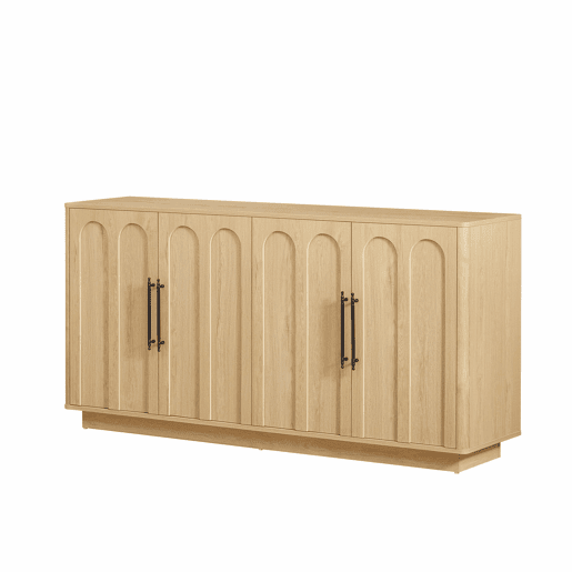 Aparador de 160 cm - Portas com fecho suave e sistema anti-tombamento, móvel de arrumação para a sala - Carvalho