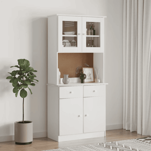 Armário alto - Bufete - Móvel de apoio 77x35x165 cm madeira de pinho maciça branco pt321 Armário alto - Bufete - Móvel de apoio 77x35x165 cm madeira de pinho maciça branco pt321
