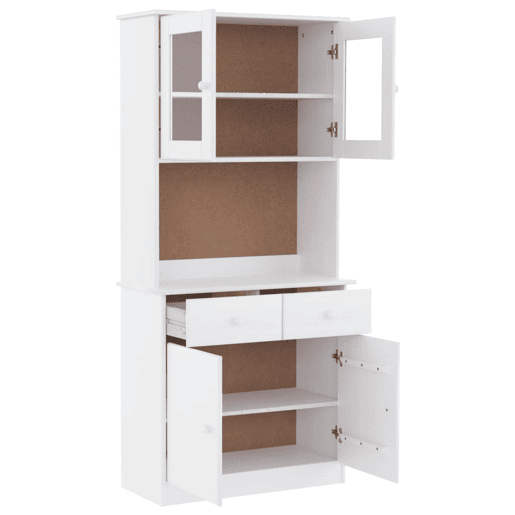 Armário alto - Bufete - Móvel de apoio 77x35x165 cm madeira de pinho maciça branco pt321 Armário alto - Bufete - Móvel de apoio 77x35x165 cm madeira de pinho maciça branco pt321
