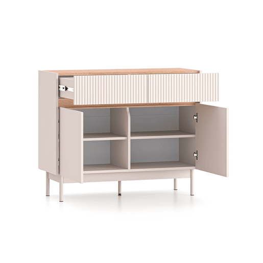 Connie Cashmere e madeira Aparador de 2 portas e 2 gavetas
