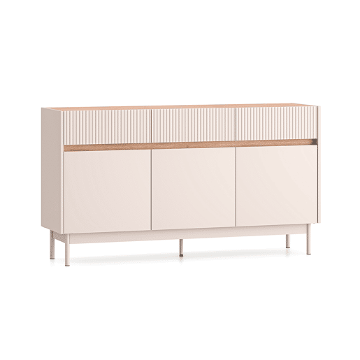 Connie Cashmere e madeira Aparador de 3 portas e 3 gavetas