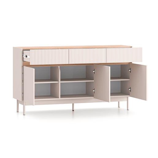 Connie Cashmere e madeira Aparador de 3 portas e 3 gavetas