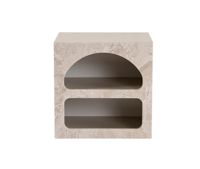 Mesita de noche de madera <<Lorin>> 50 x 40 x 50 cm - mármol travertino