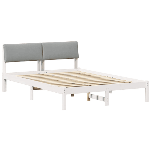 Estrutura De Cama De Casal Simple - Branco e cinza claro 140 x 190 cm