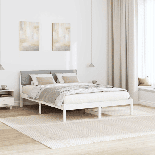 Estrutura De Cama De Casal Simple - Branco e cinza claro 140 x 190 cm