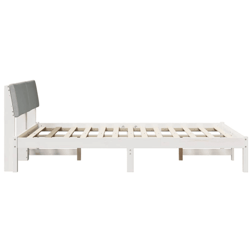 Estrutura De Cama De Casal Simple - Branco e cinza claro 140 x 190 cm