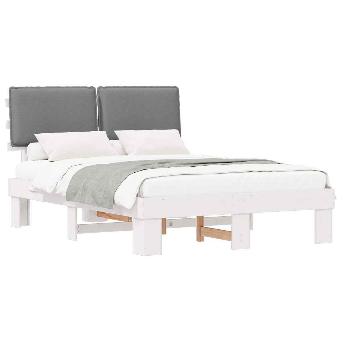 Estructura de cama matrimonial 143x201 Blanco/ Gris Claro