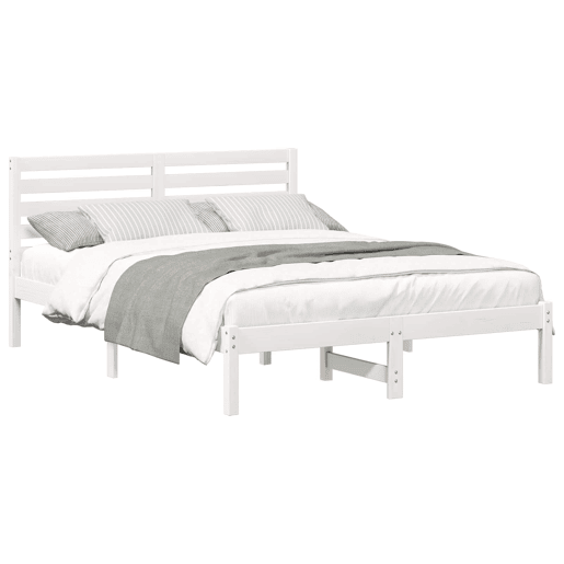 Estrutura da Cama de casal simple com cabeceira Branco 140 x 190 cm