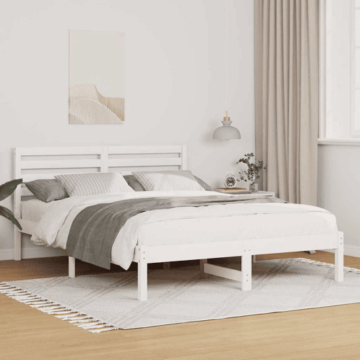Estrutura da Cama de casal simple com cabeceira Branco 140 x 190 cm