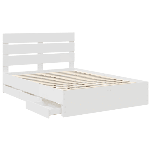 Estrutura De Cama De Casal Moderno - Branco 140 x 200 cm Madeira de Engenharia