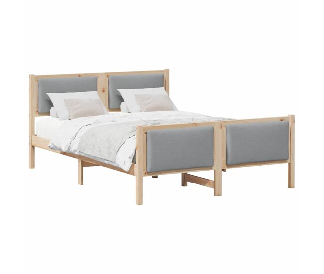 Estructura de cama matrimonial comodidad con cabecera - gris claro 135 x 190 cm tela