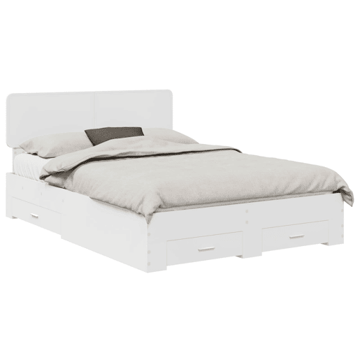 Estrutura De Cama De Casal Moderno - Branco 140 x 190 cm Madeira processada