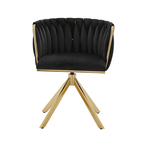 Poltrona giratória de 2 lugares - Metal resistente, ergonomia, luxo aveludado - Preto