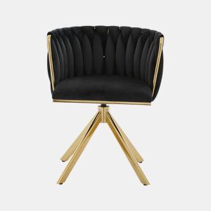 Poltrona giratória de 2 lugares - Metal resistente, ergonomia, luxo aveludado - Preto