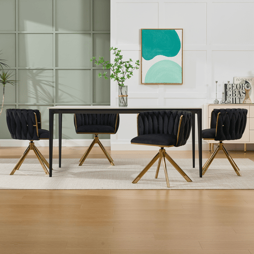 Poltrona giratória de 2 lugares - Metal resistente, ergonomia, luxo aveludado - Preto