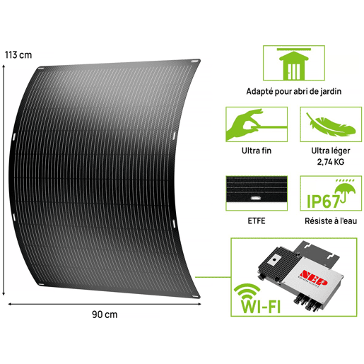 Conjunto de 2 painéis solares plug and play flexíveis - 400w Centro Urbano - Preto