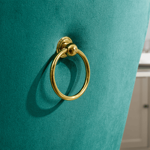 Cadeira de sala de jantar 2 unidades - Estofada em veludo, pernas em aço dourado, capitoné - Verde