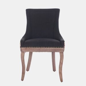Cadeira de sala de jantar 2 unidades - Estofada em tecido grosso, pernas em madeira maciça, tachas em bronze - Leopardo
