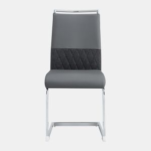 Cadeira de jantar moderna 2 unidades - encosto em PU e linho, design com franjas, cinza
