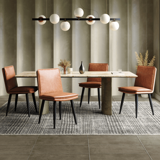 Cadeiras de sala de jantar 6 unidades - PU, almofadas duplas, confortáveis e modernas - Castanho
