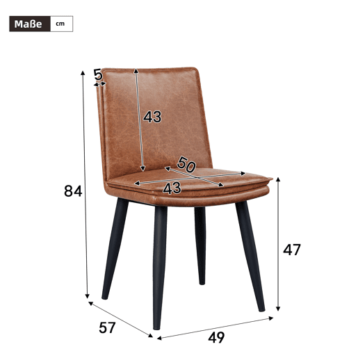 Cadeiras de sala de jantar 6 unidades - PU, almofadas duplas, confortáveis e modernas - Castanho