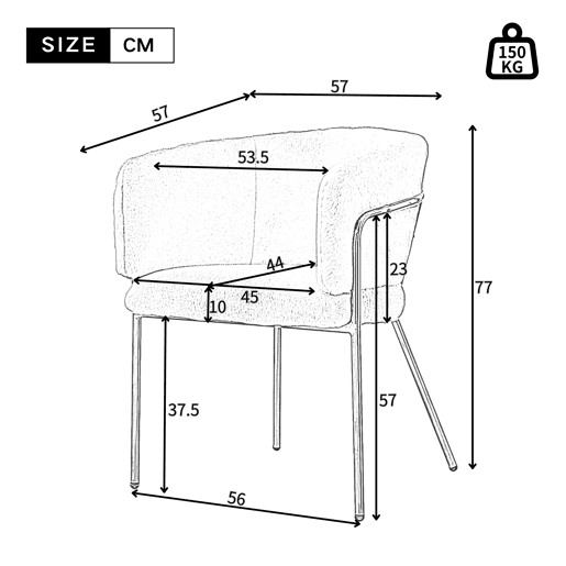 Cadeira de lazer individual - Cadeira de toucador, cadeira de sala de jantar, com 4 pernas de metal, imitação de penas de coelho - Bege