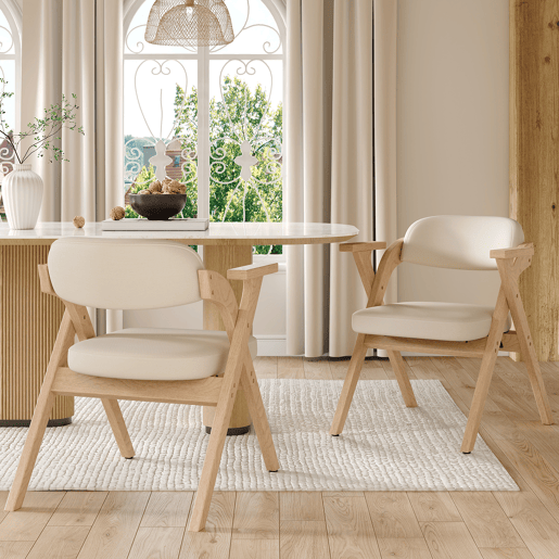 Cadeiras dobráveis para sala de jantar, 2 unidades - madeira maciça, confortáveis, respiráveis, modernas - bege