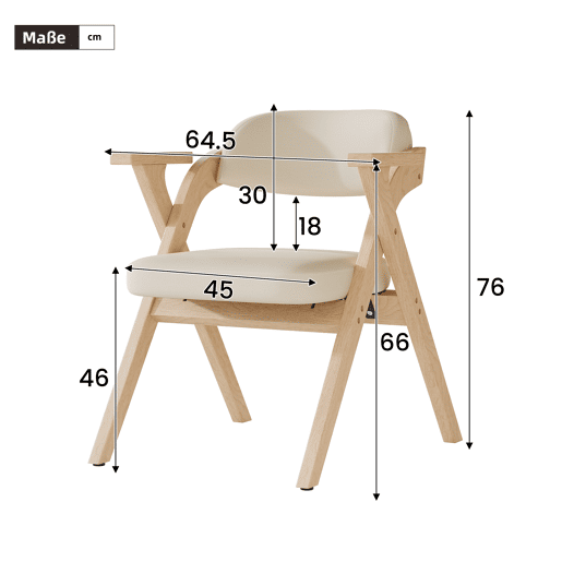 Cadeiras dobráveis para sala de jantar, 2 unidades - madeira maciça, confortáveis, respiráveis, modernas - bege