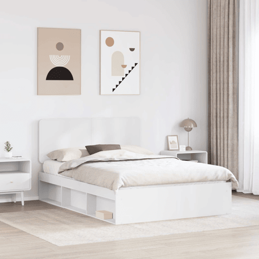 Estrutura da Cama de casal simple com cabeceira Branco 140 x 200 cm