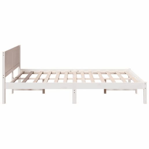 Estrutura De Cama De Casal Simple - Branco 140 x 200 cm Madeira de pinho maciça