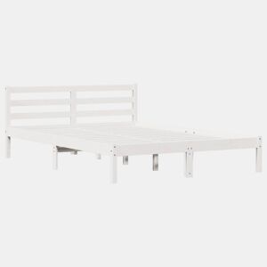 Estrutura da Cama de casal simple com cabeceira Branco 215,5 x 145,5 x 69,5 cm