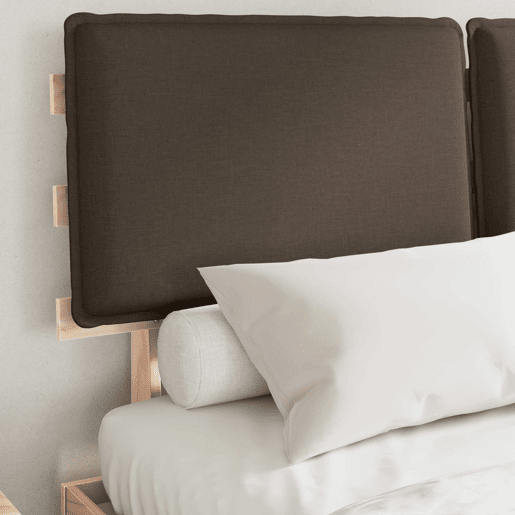 Estrutura de Cama de casal moderno com Cabeceira Estofada Cinzento-acastanhado