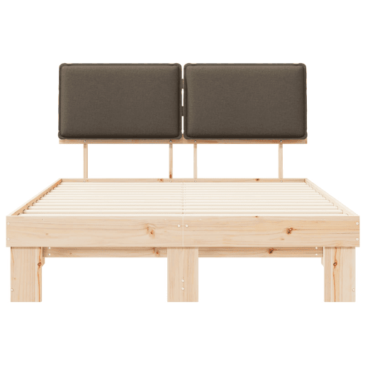 Estrutura de Cama de casal moderno com Cabeceira Estofada Cinzento-acastanhado