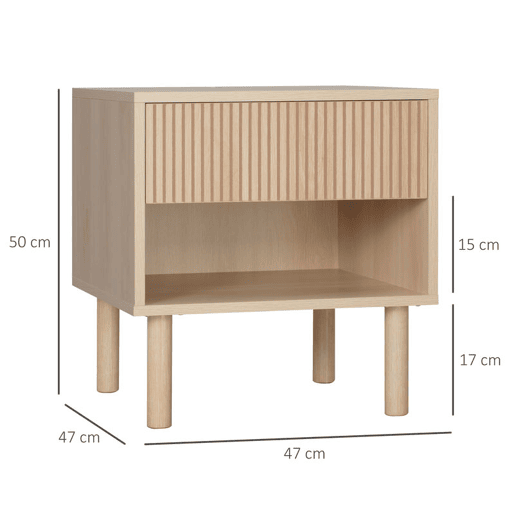 HOMCOM Mesa de Cabeceira Mesinha de Cabeceira com Gaveta e Prateleira Aberta Estilo Moderno Mesa Auxiliar para Quarto Sala 47x47x50 cm Madeira