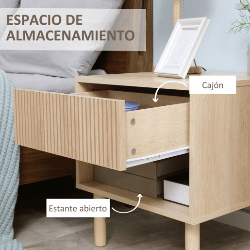 HOMCOM Mesa de Cabeceira Mesinha de Cabeceira com Gaveta e Prateleira Aberta Estilo Moderno Mesa Auxiliar para Quarto Sala 47x47x50 cm Madeira