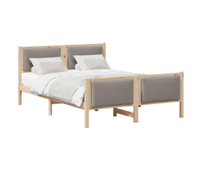 Estructura de cama matrimonial estilo con cabecera taupé 140 x 190 cm tela