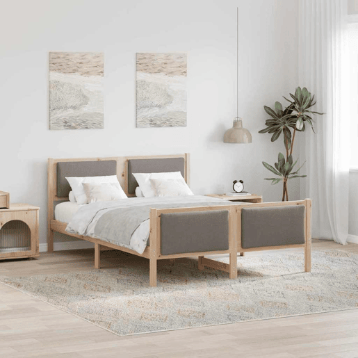 Estrutura De Cama Dupla - Cinzento-acastanhado 140 x 190 cm tecido