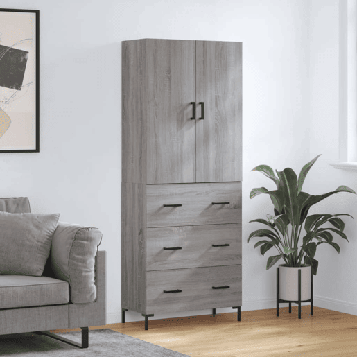 Armário alto - Bufete - Móvel de apoio 69,5x34x180 cm derivados de madeira sonoma cinza pt1085