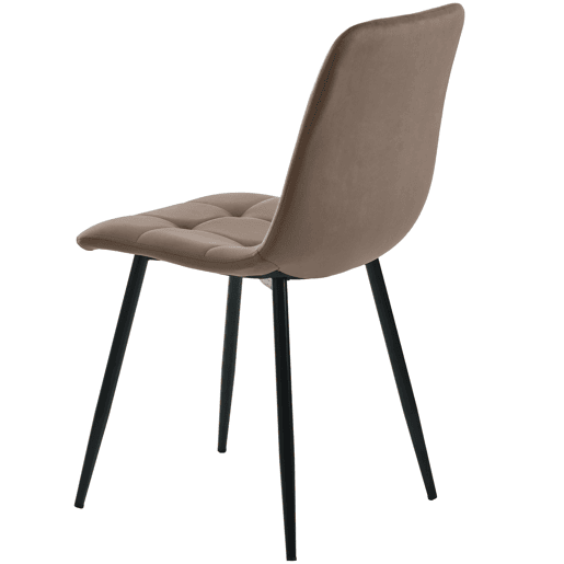 Conjunto de 4 cadeiras de jantar - Cadeira de design com encosto, assento em veludo, estrutura em metal - Castanho