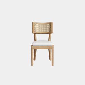 Cadeiras de sala de jantar 2 unidades - Madeira maciça com encosto em rattan, confortáveis e modernas - Wood