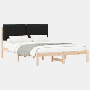 Estrutura de Cama de casal moderno com Cabeceira Estofada Preto 135 x 190 cm