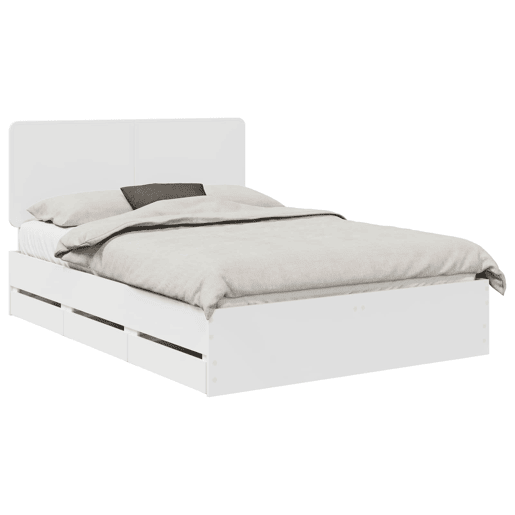Estrutura De Cama De Casal Moderno - Branco 140 x 200 cm Madeira de Engenharia