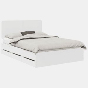 Estrutura De Cama De Casal Moderno - Branco 140 x 200 cm Madeira de Engenharia