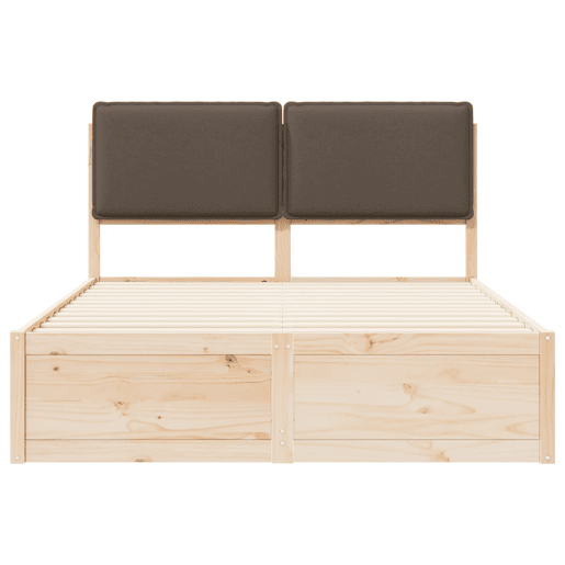 Estrutura de Cama de casal moderno com Cabeceira Estofada Cinzento-acastanhado