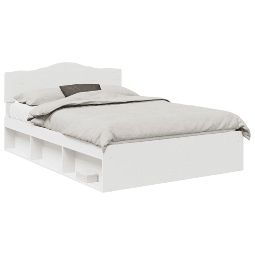 Estrutura da Cama de casal simple com cabeceira Branco 140 x 200 cm